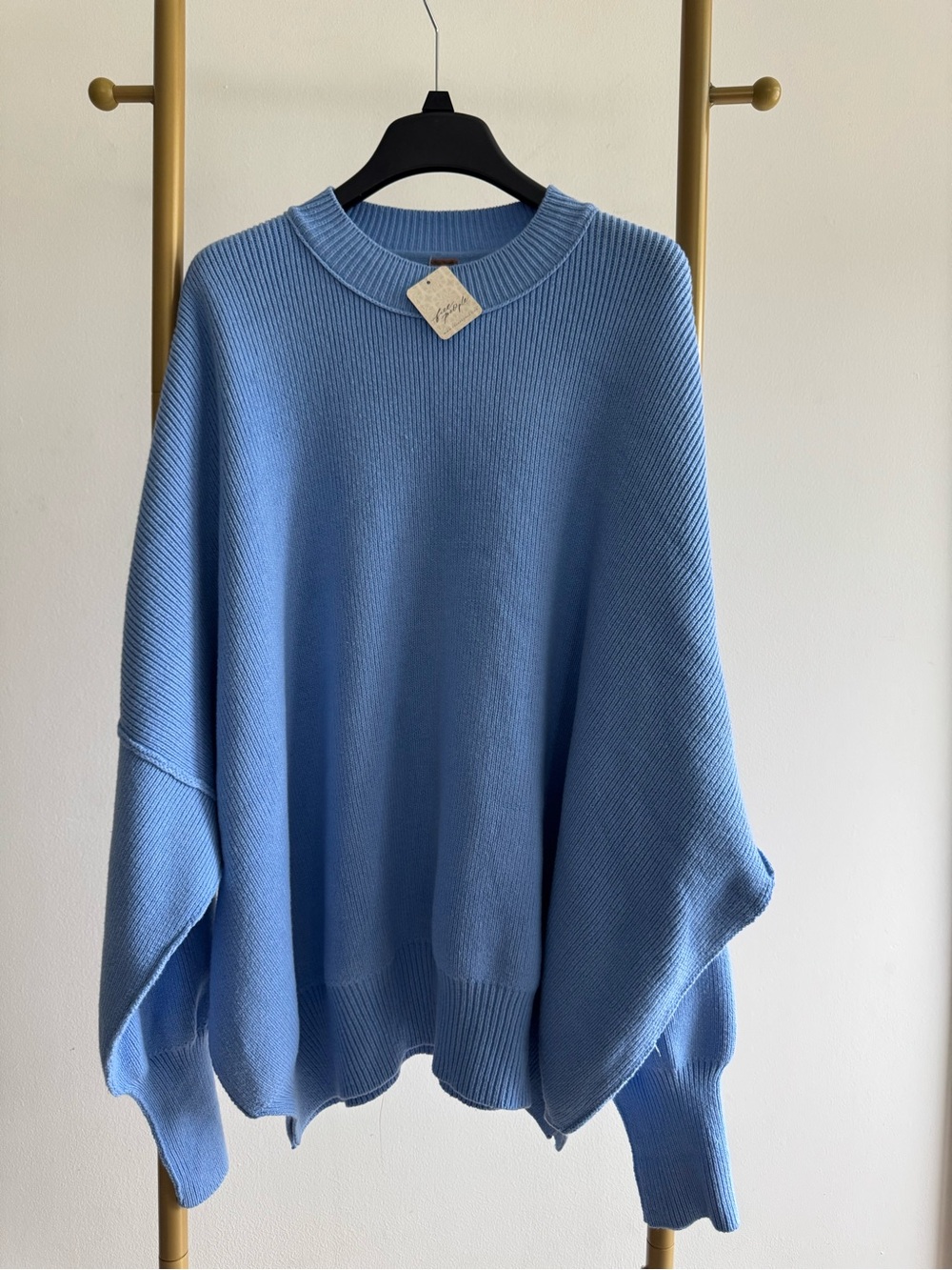 Free People Sky Blue Oversized Crewneck Sweater